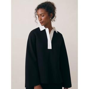 REISS Gaia Interlock Contrast-Collar Sweatshirt